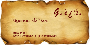 Gyenes Ákos névjegykártya